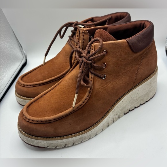 COLE HAAN ZeroGrand Women's Brown Leather  CHUKKA Booties Shoes Size 10 Wedge - Picture 1 of 7